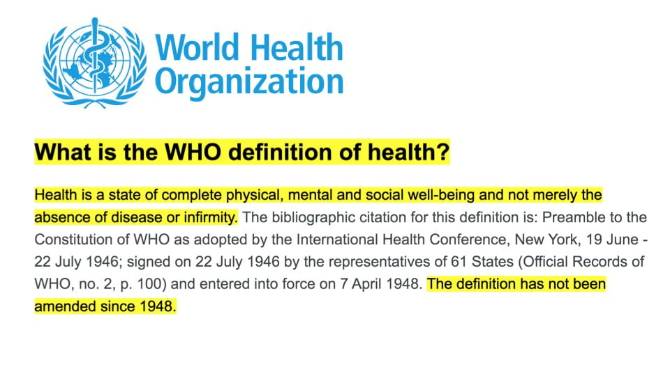 Who Definition Of Health Updated